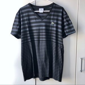Lacoste Striped V-neck Black Gray T-shirt